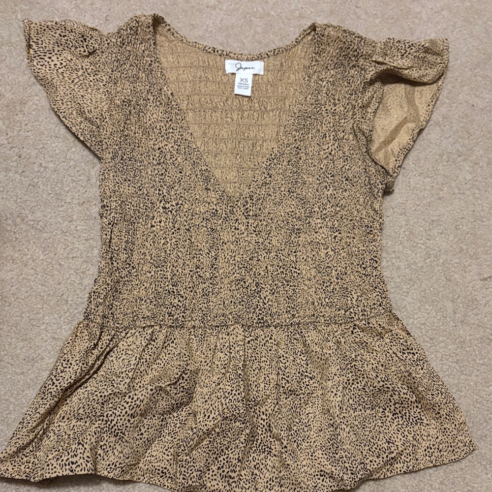 Gaze Tan Leopard Print Women's Blouse